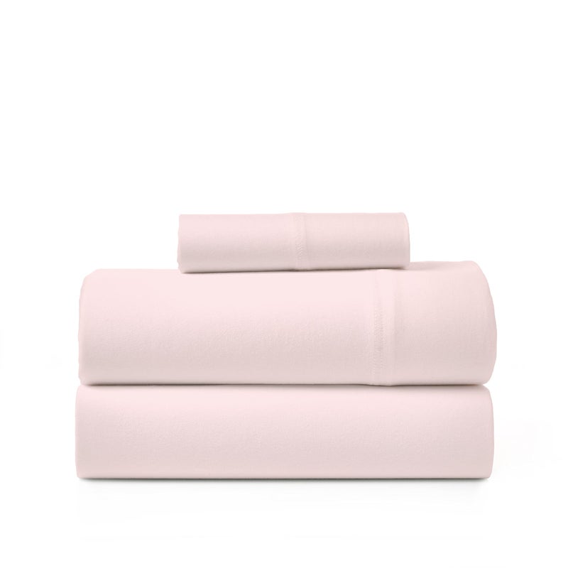 BED INC Road Trip America Jersey Knit Sheet Set - 3 Pieces Twin Cotton Sheets Set - Soft Cozy Stretchy Knit Bed Linen (Blush, Twin) - Image 1